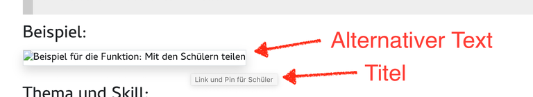 Anzeige Alternativer Text und Titel Beispiel für die Anzeige des Alternativen Textes